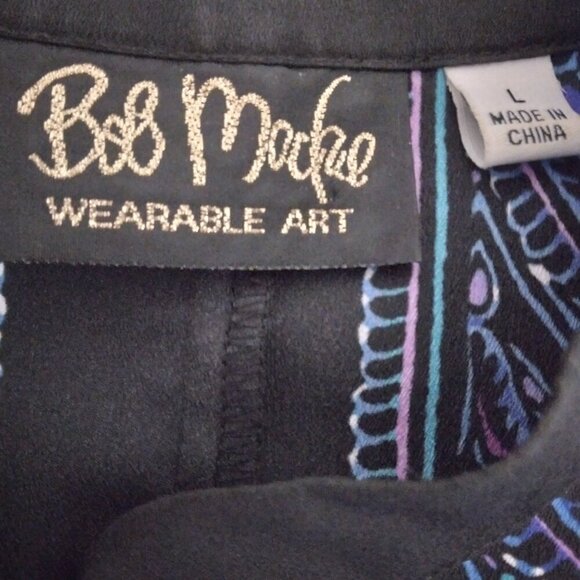 Bob Mackie | Purple Paisley Button Down Blouse | Size L - Picture 6 of 7